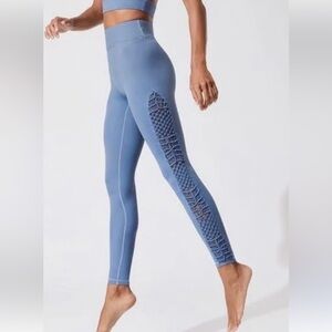 Carbon38 Dusty Blue High-Rise Leggings with Side Cutout Lattice